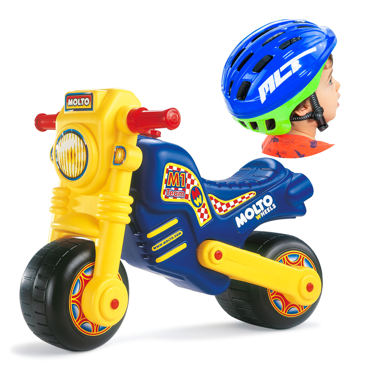 Moto correpasillos Molto Cross + Casco Azul MLT