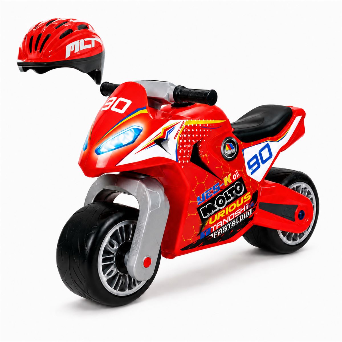 Pack Moto Correpasillos Roja con Casco Moltó Cross Red. A partir de 18 meses.