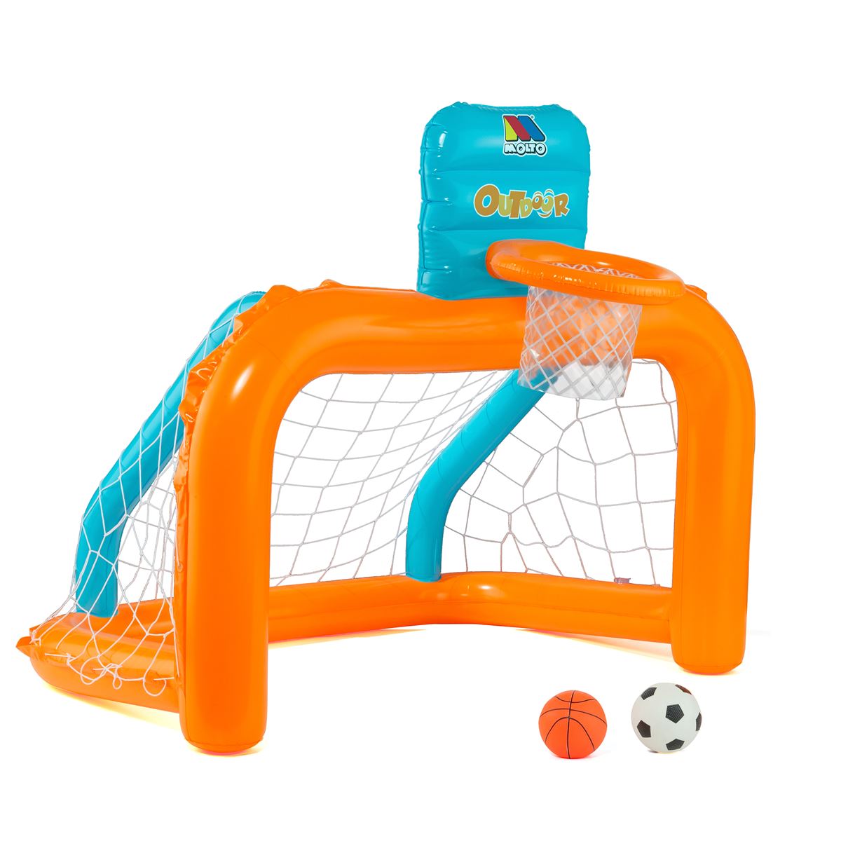 Portería Hinchable con Canasta Moltó Splash & Score. 2 pelotas e hinchador incluidos. A partir de 3 años.